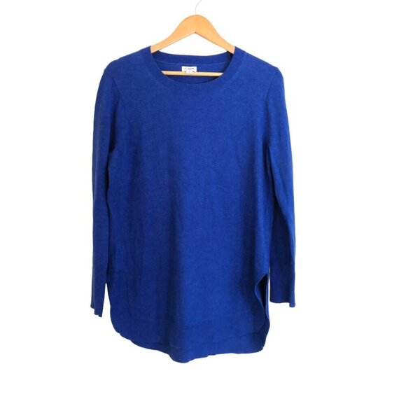 J. Crew Wool Blend Longline Tunic Sweater Cobalt Blue Size M - Picture 1 of 7